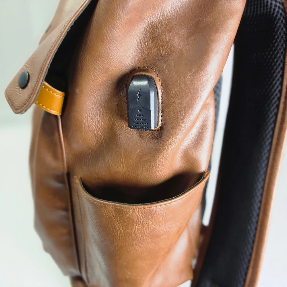 LXY Vegan Leather Backpack‎ Vintage Laptop Bag Brown School Travel USB Port